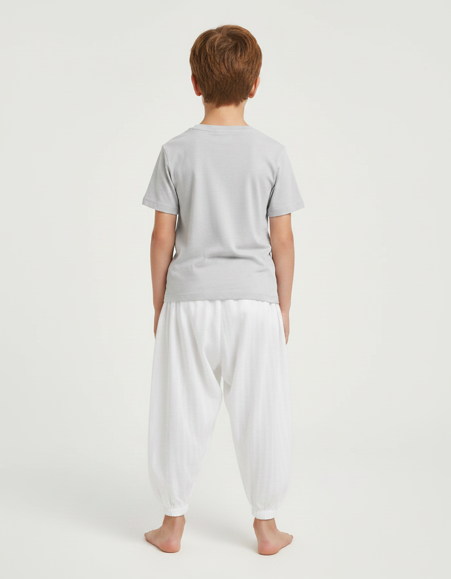 Pantalon Fluide Blanc Ample Coton Enfant - vue 2