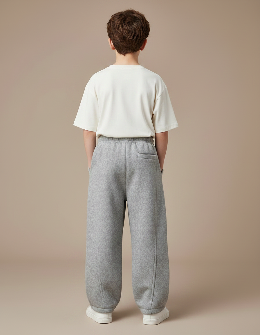 Pantalon Fluide Gris Ample Coton Enfant - Molleton - vue 2