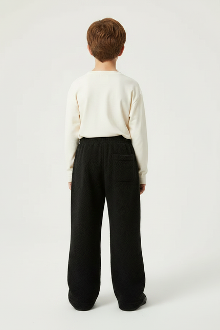 Pantalon Fluide Noir Ample Polaire Chien Brodé - Molleton - vue 2