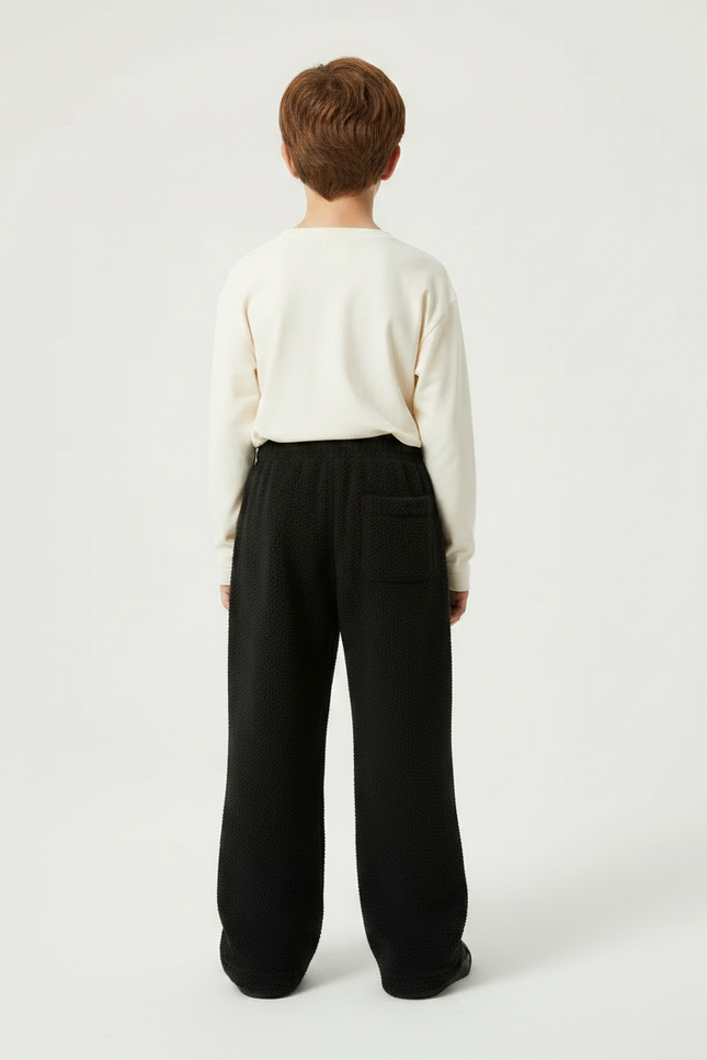 Pantalon Fluide Noir Ample Polaire Chien Brodé - Molleton - vue 2