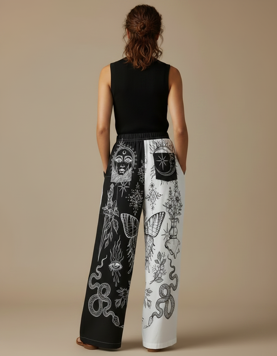 Pantalon Fluide Serpent - Multicolore Viscose - vue 2