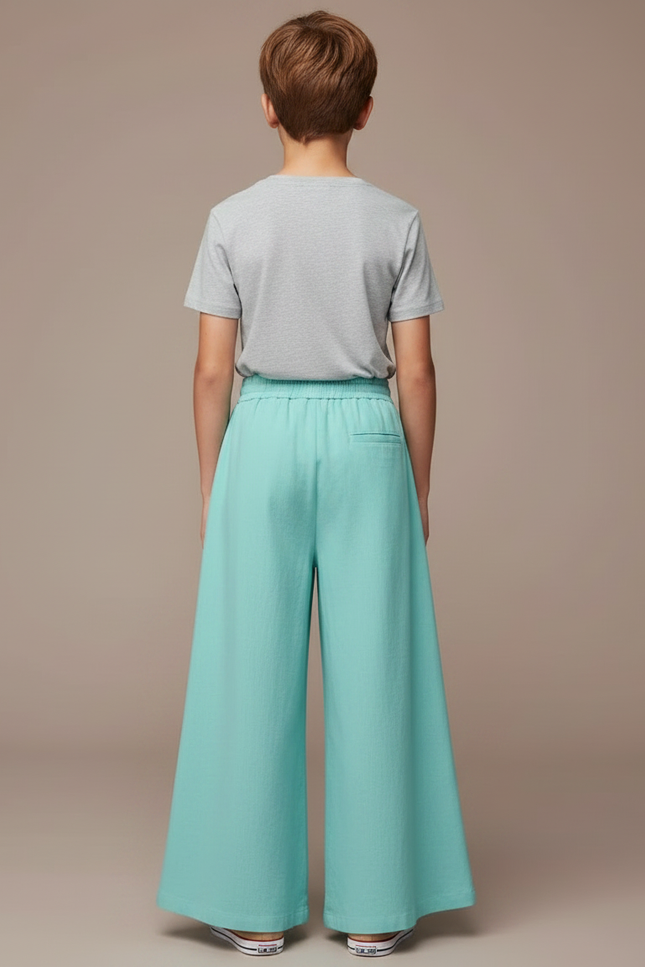 Pantalon Fluide Ample Vert Menthe Cordon Confortable - Lin - vue 2