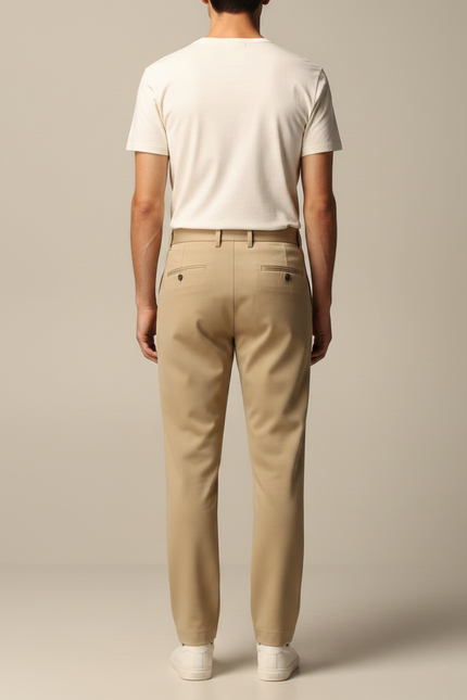 Pantalon Fluide Beige Homme Droit Extensible Élastique - Polyester - vue 2