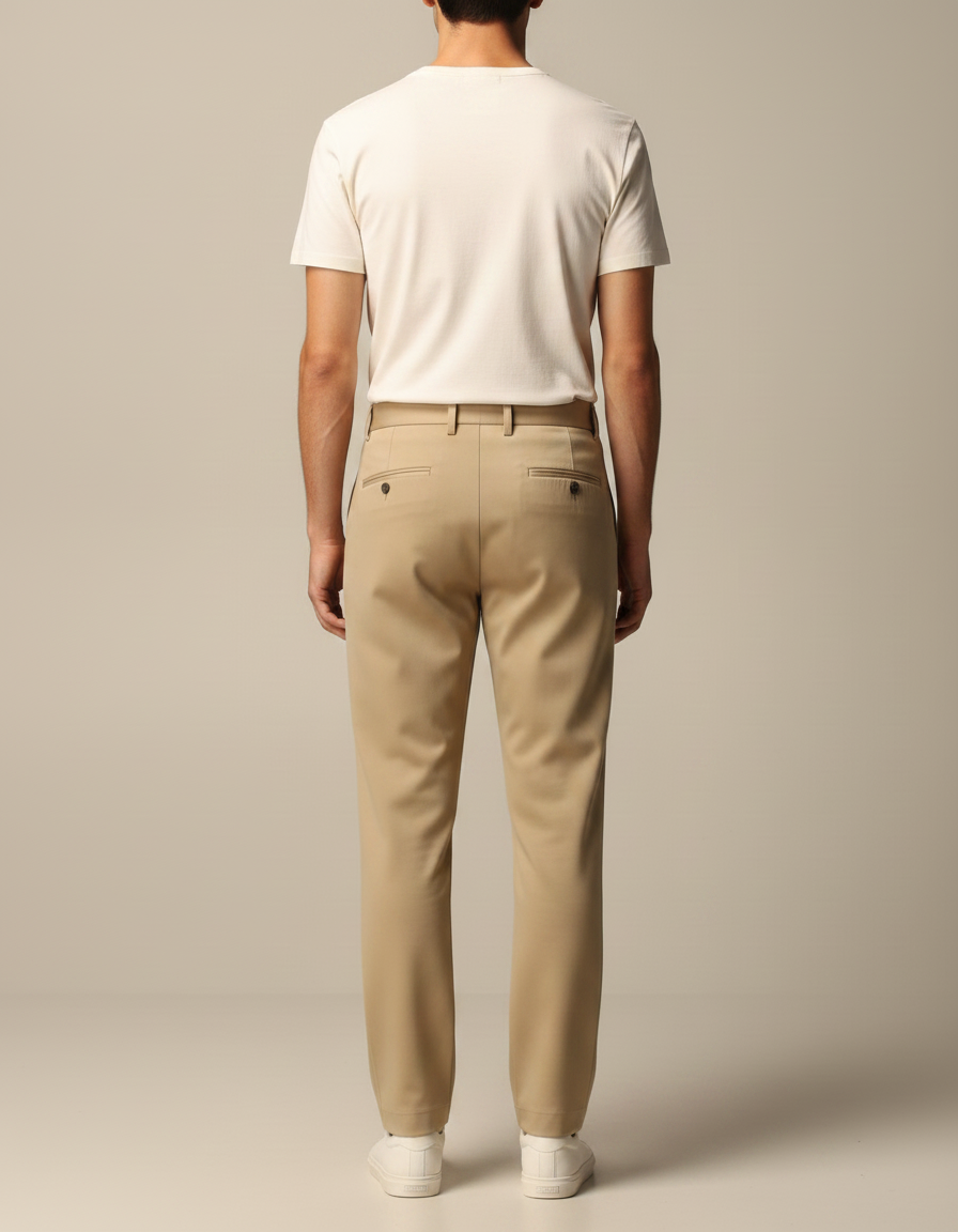 Pantalon Fluide Beige Homme Droit Extensible Élastique - Polyester - vue 2