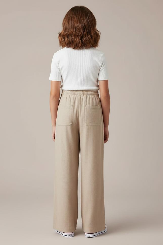 Pantalon Fluide Beige Cordon Ample Casual Fille - Maille - vue 2