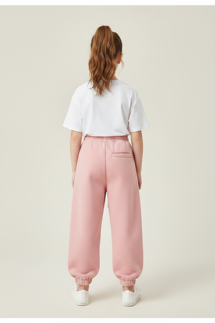 Pantalon Fluide Rose Ample Coton Sport Enfant - Molleton - vue 2