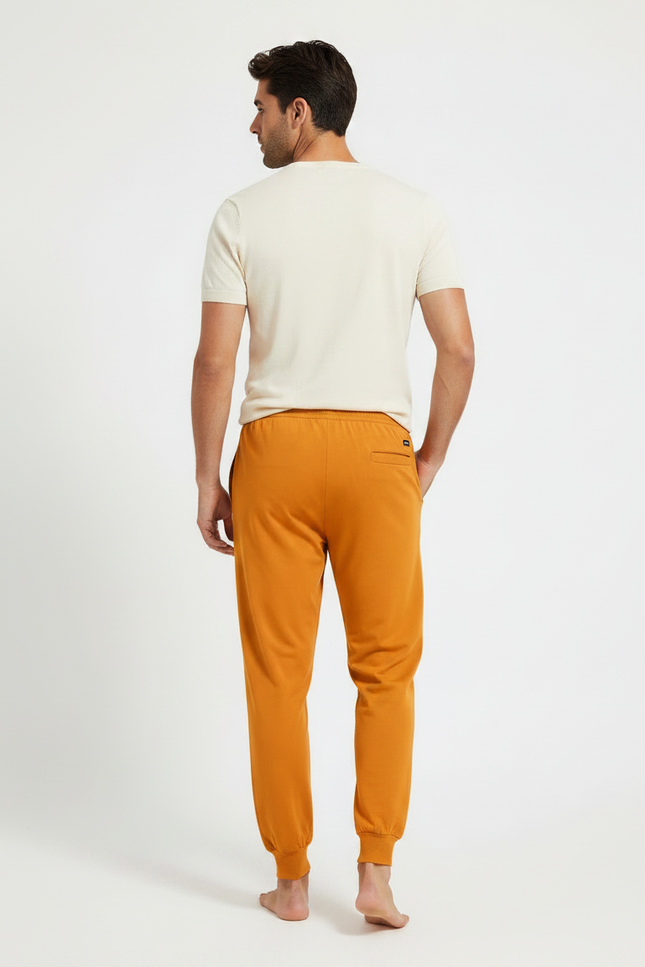 Pantalon Fluide Ocre Jogger Confortable Homme - Orange Viscose - vue 2