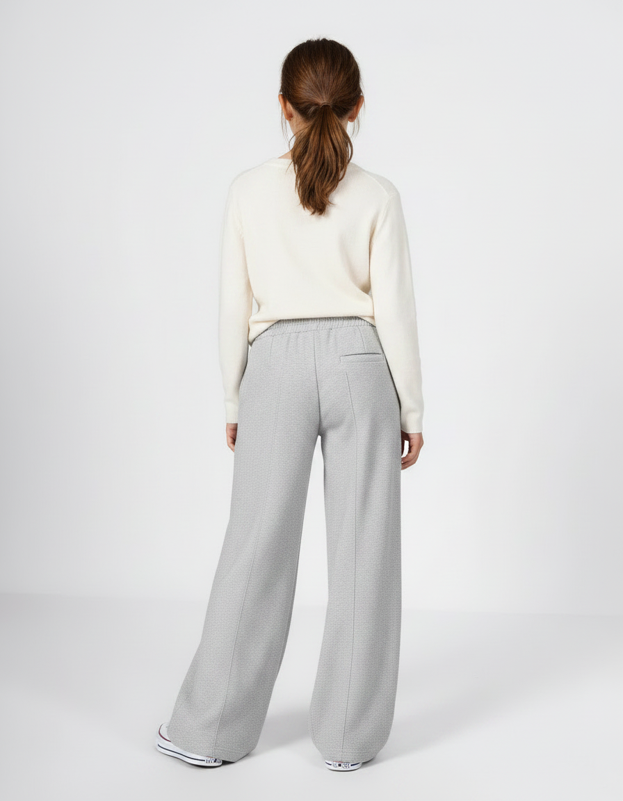 Pantalon Fluide Gris Ample Décontracté Confortable Coton Fille - Molleton - vue 2