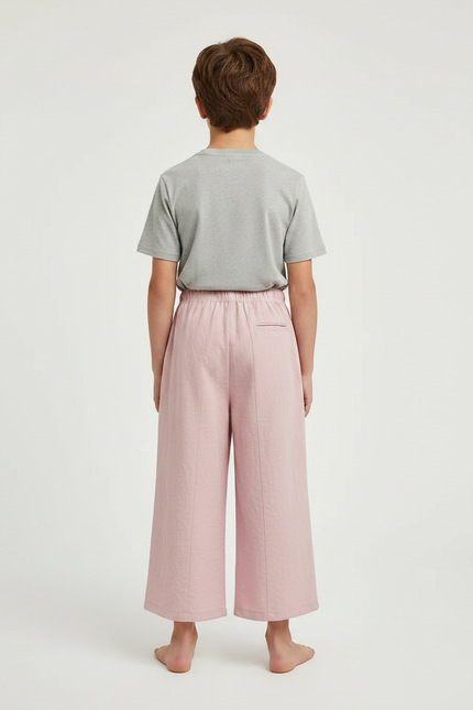 Pantalon Fluide Rose Ample Coton Enfant Décontracté - Lin - vue 2