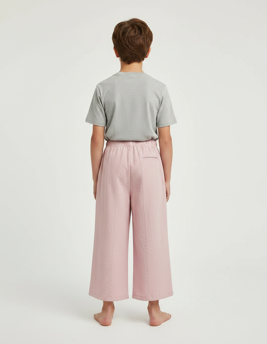 Pantalon Fluide Rose Ample Coton Enfant Décontracté - Lin - vue 2