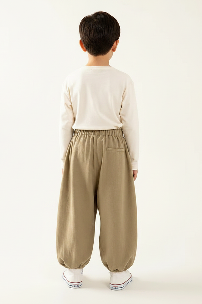 Pantalon Fluide Kaki Ample Coton Enfant - vue 2