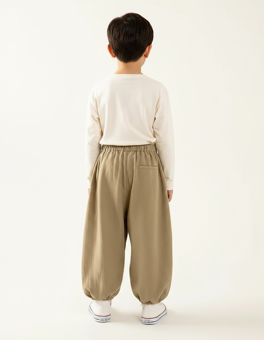 Pantalon Fluide Kaki Ample Coton Enfant - vue 2