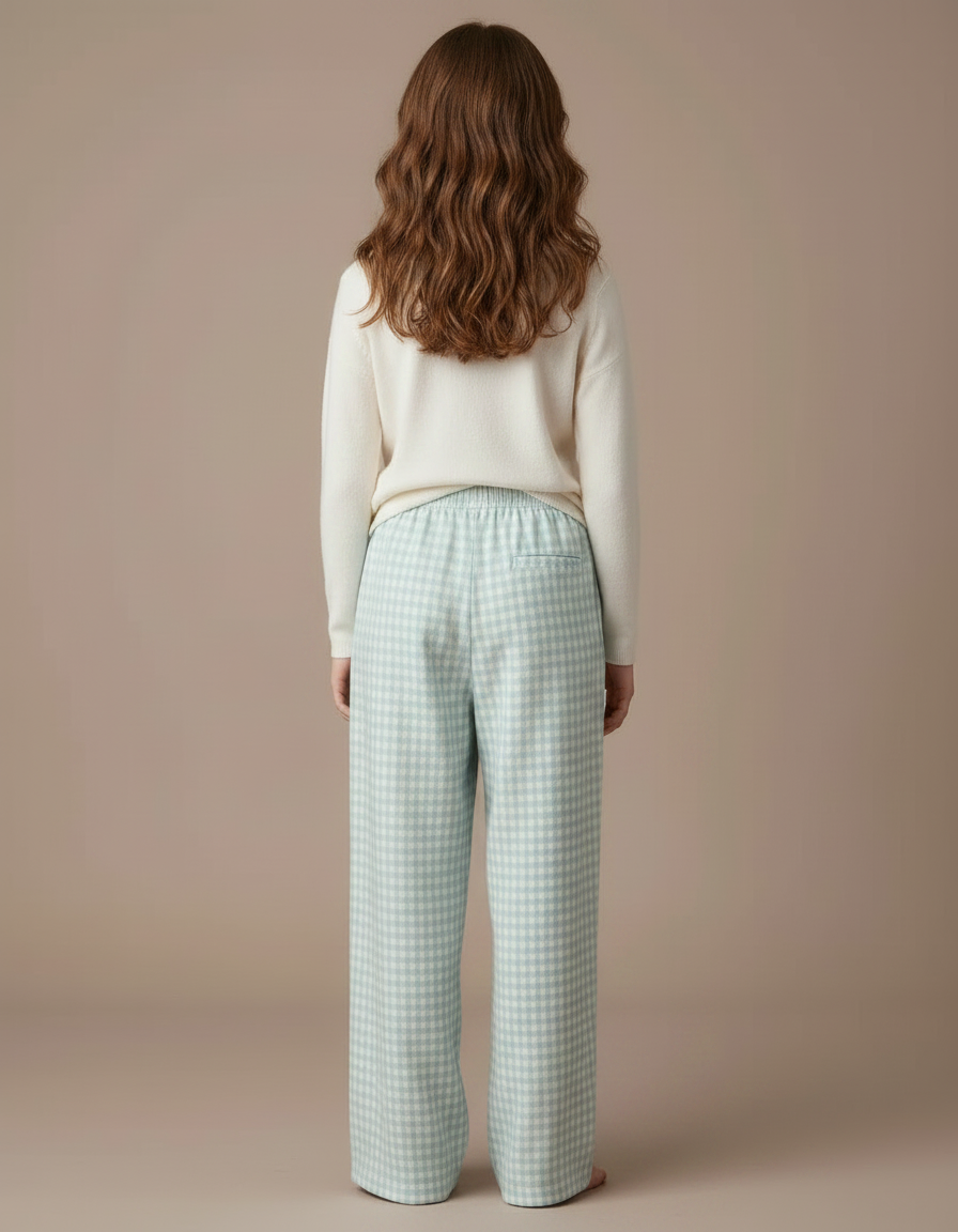 Pantalon Fluide Carreaux Ample Confortable Fille - Imprimé Molleton - vue 2