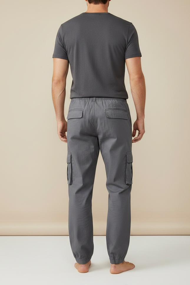 Pantalon Fluide Cargo Gris Décontracté Homme - Toile - vue 2