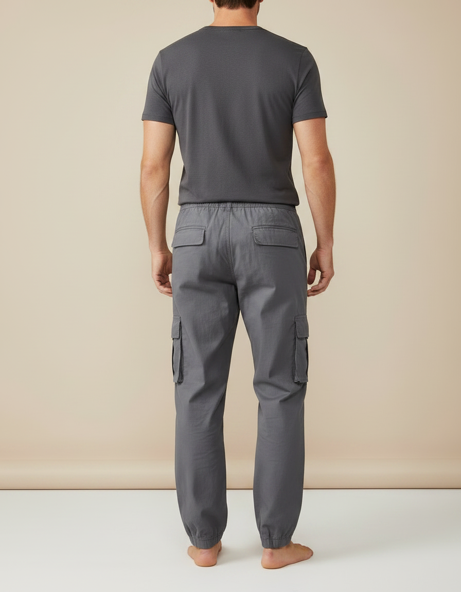 Pantalon Fluide Cargo Gris Décontracté Homme - Toile - vue 2