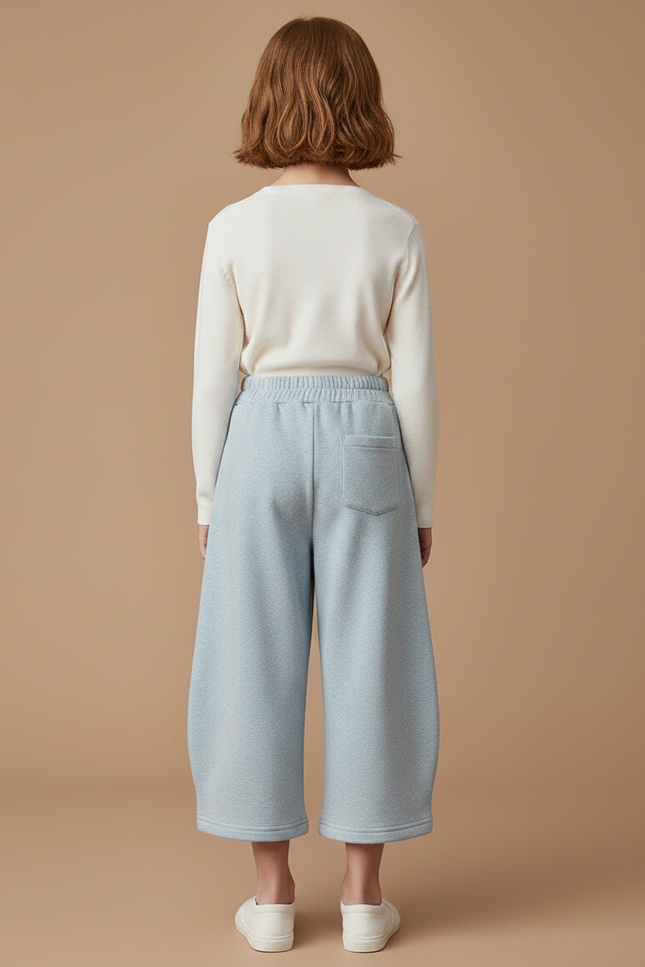 Pantalon Fluide Bleu Ciel Ample Molleton Enfant - vue 2