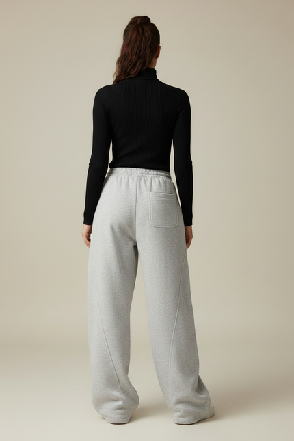 Pantalon Fluide Gris Ample Cordon Streetwear Décontracté - Molleton - vue 2