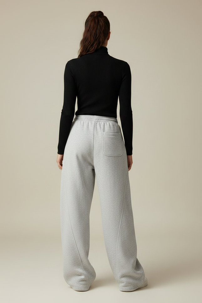 Pantalon Fluide Gris Ample Cordon Streetwear Décontracté - Molleton - vue 2