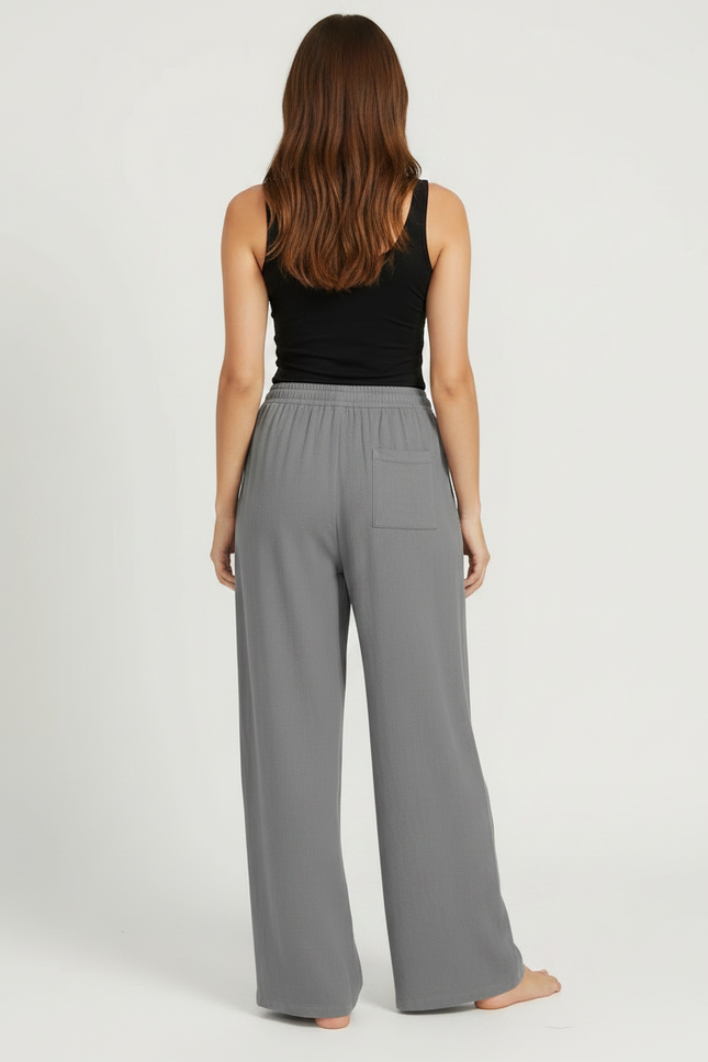 Pantalon Fluide Gaze De Coton - Gris - vue 2