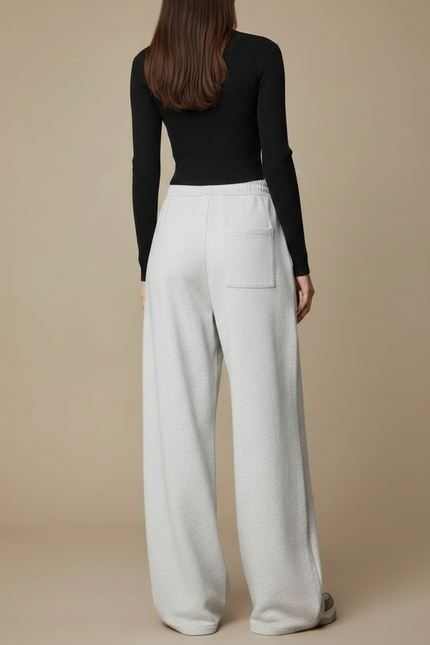 Pantalon Fluide Gris Ample Décontracté Cordon Femme - Molleton - vue 2