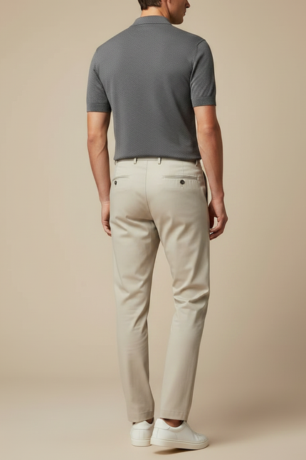 Pantalon Fluide Beige Droit Décontracté Élégant Homme - Gabardine - vue 2
