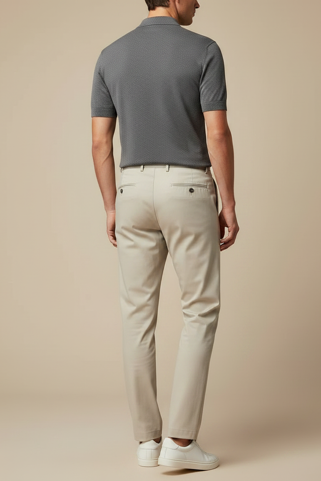 Pantalon Fluide Beige Droit Décontracté Élégant Homme - Gabardine - vue 2