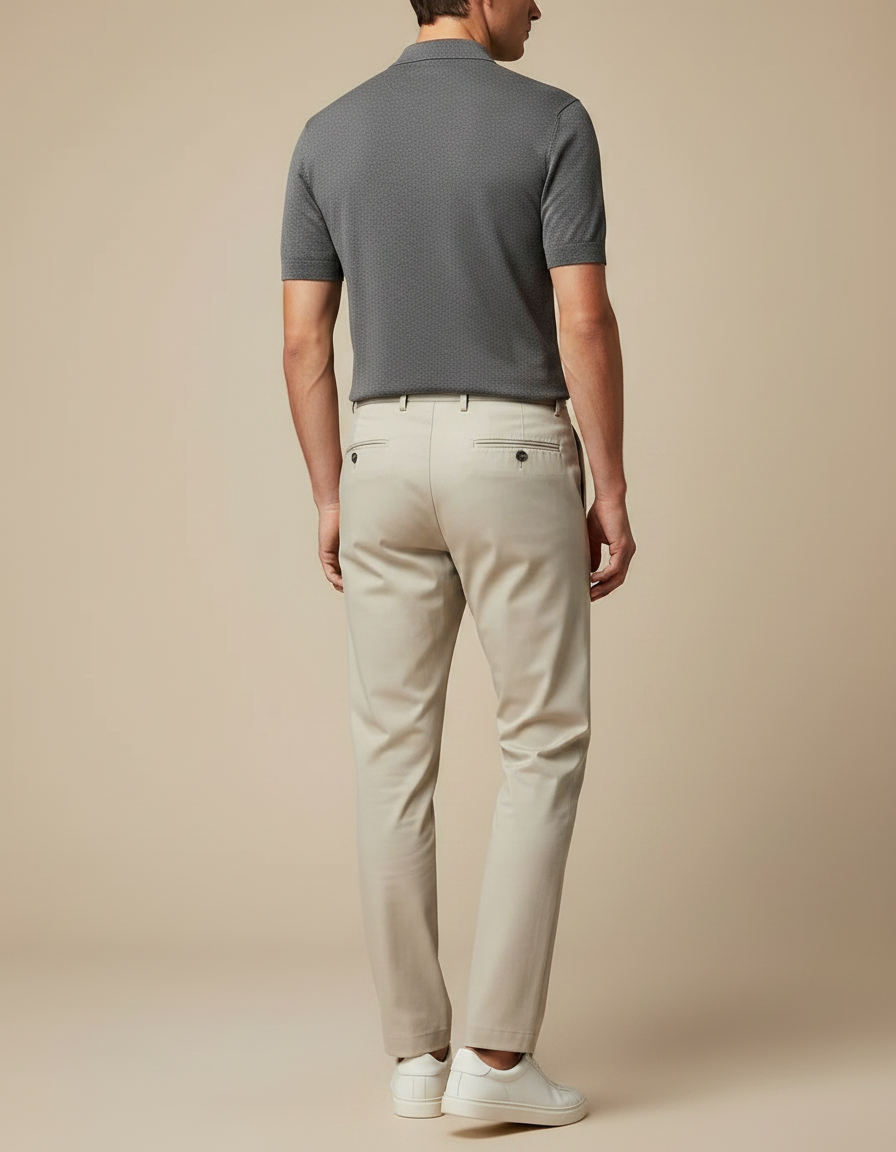 Pantalon Fluide Beige Droit Décontracté Élégant Homme - Gabardine - vue 2