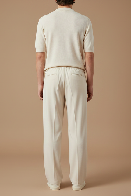 Long Pantalon Fluide - Beige Polyester - vue 2