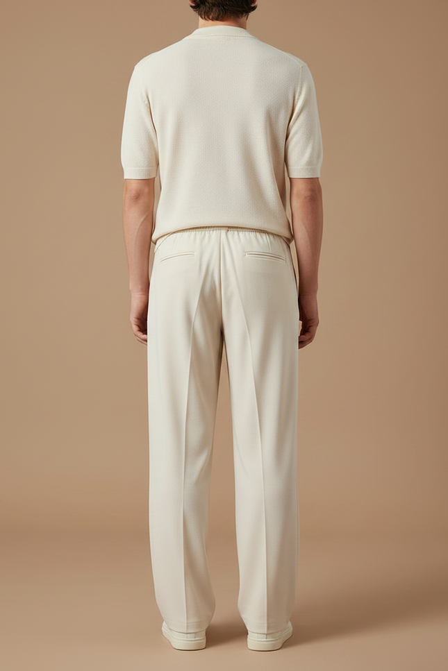 Long Pantalon Fluide - Beige Polyester - vue 2