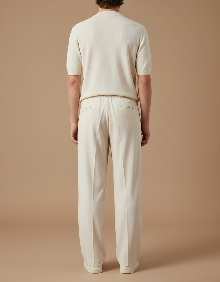 Long Pantalon Fluide - Beige Polyester - vue 2