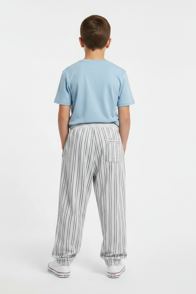 Pantalon Fluide Rayé Ample Décontracté Enfant - Gris Molleton - vue 2