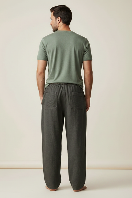 Pantalon Fluide Gris Ample Loup Viking Homme - Lin - vue 2