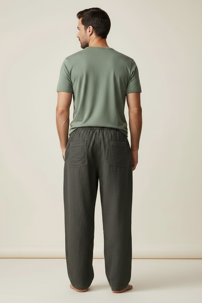Pantalon Fluide Gris Ample Loup Viking Homme - Lin - vue 2
