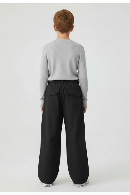 Pantalon Fluide Noir Ample Cargo Coton Enfant - vue 2