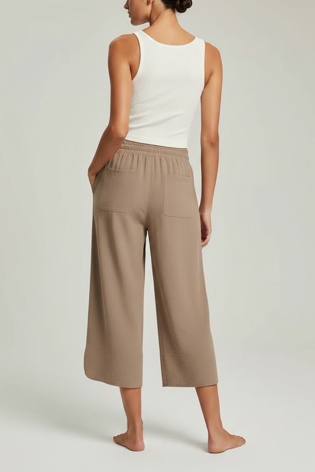 Pantalon Fluide Kaki Ample Cordon Décontracté Léger - Viscose - vue 2
