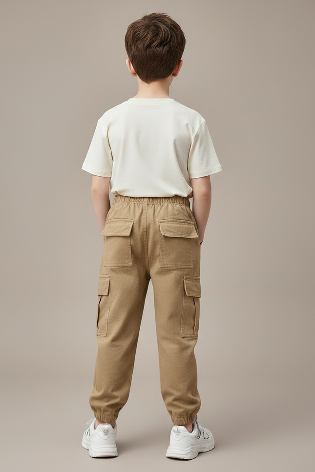 Pantalon Fluide Kaki Ample Cargo Enfant Décontracté - Toile - vue 2