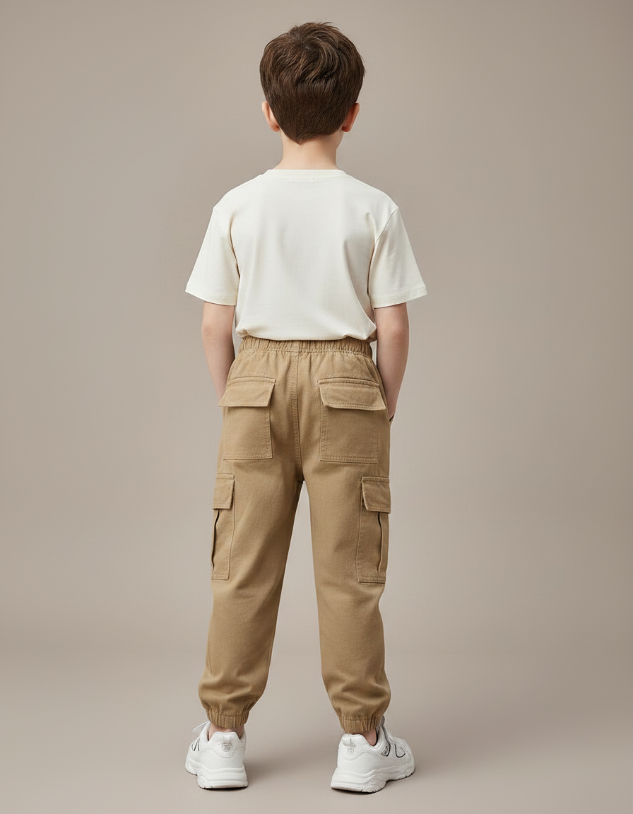 Pantalon Fluide Kaki Ample Cargo Enfant Décontracté - Toile - vue 2