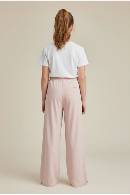 Pantalon Fluide Rose Pâle Ample Satiné Fille Confortable - vue 2