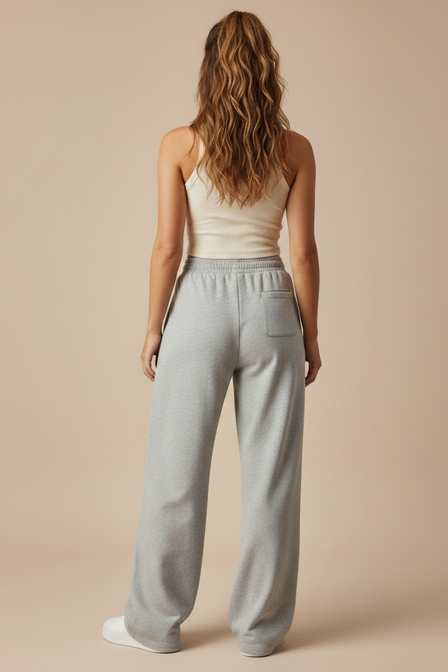 Pantalon Fluide Gris Ample Décontracté Poches Cordon - Molleton - vue 2