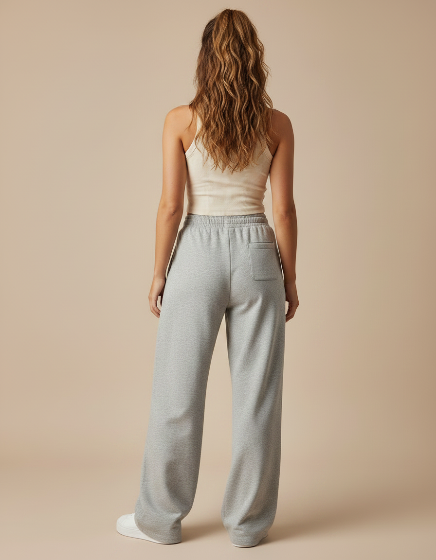 Pantalon Fluide Gris Ample Décontracté Poches Cordon - Molleton - vue 2