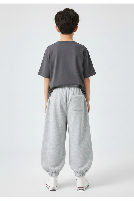Pantalon Fluide Gris Ample Coton Décontracté Garçon - Molleton - vue 2