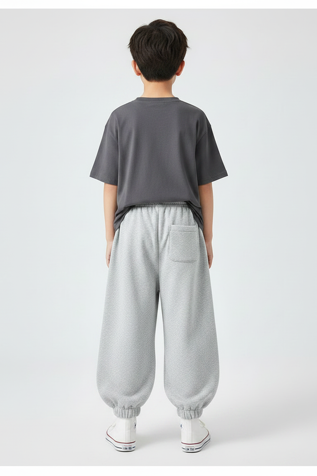Pantalon Fluide Gris Ample Coton Décontracté Garçon - Molleton - vue 2