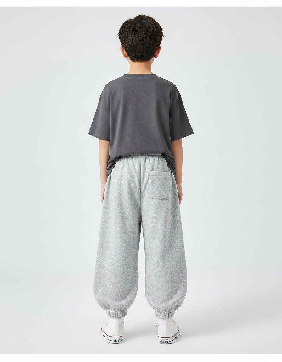 Pantalon Fluide Gris Ample Coton Décontracté Garçon - Molleton - vue 2