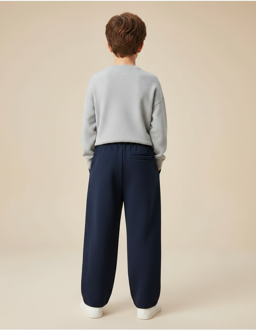 Pantalon Fluide Bleu Marine Ample Coton Enfant - Molleton - vue 2