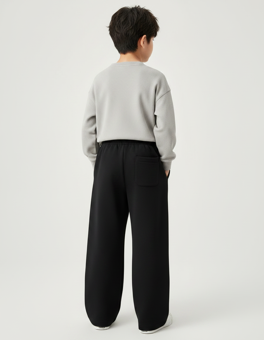 Pantalon Fluide Noir Ample Sport Coton Enfant - Molleton - vue 2