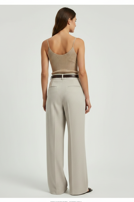 Pantalon Fluide Creme - Beige Maille - vue 2