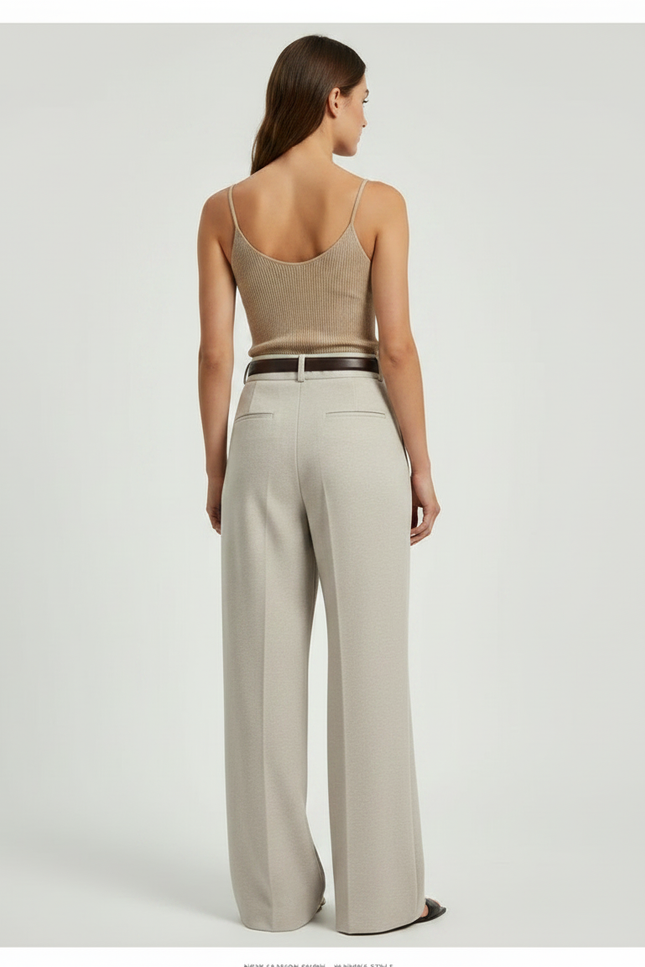 Pantalon Fluide Creme - Beige Maille - vue 2