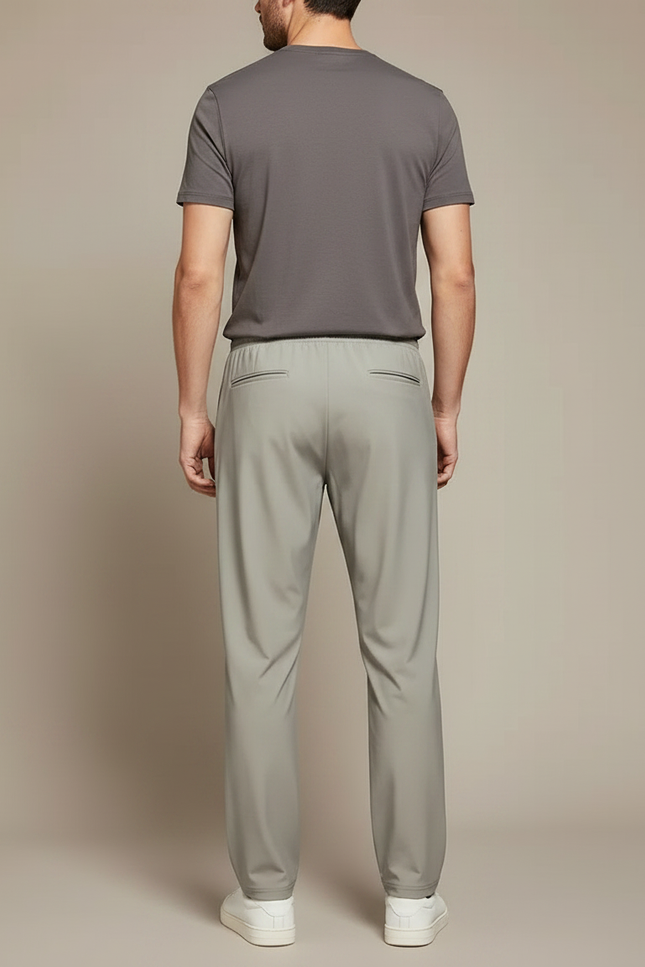 Pantalon Fluide Gris Clair Droit Sport Décontracté Homme - Polyester - vue 2
