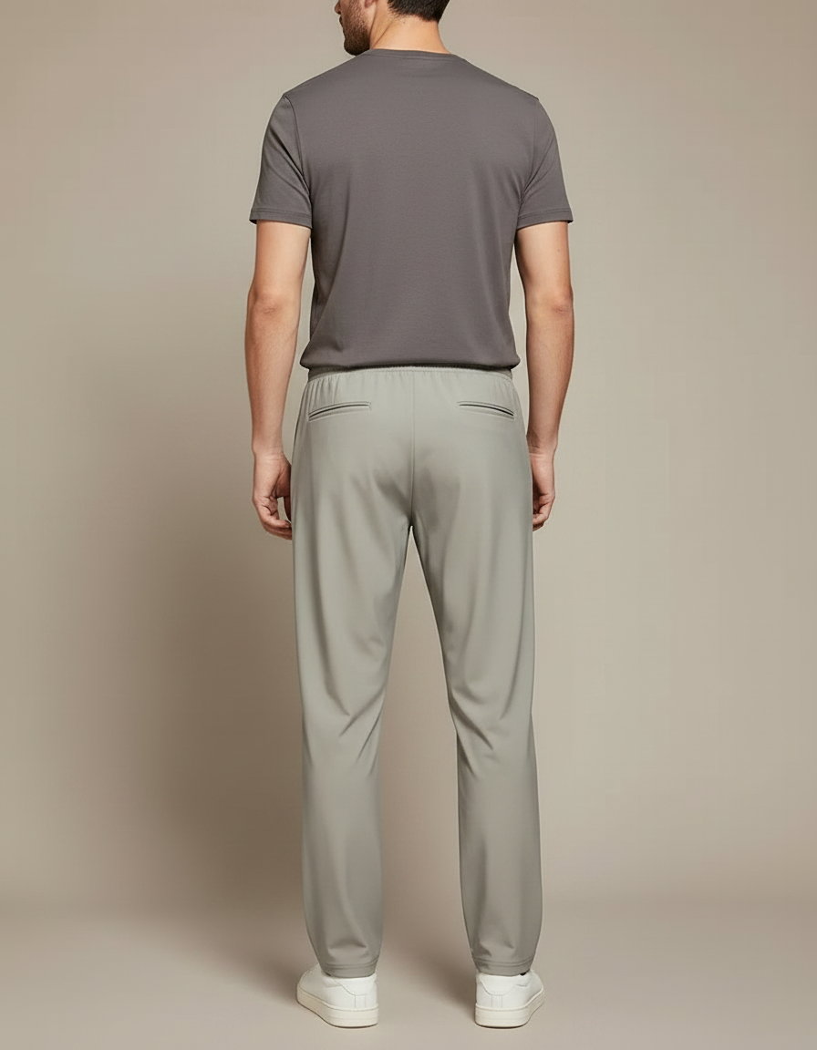 Pantalon Fluide Gris Clair Droit Sport Décontracté Homme - Polyester - vue 2
