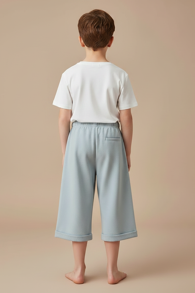 Pantalon Fluide Bleu Ciel Ample Coton Enfant - Molleton - vue 2